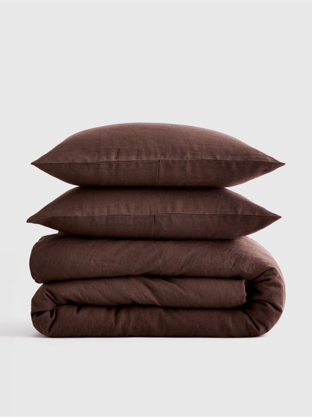 Quince European Linen Duvet Cover Set, Full/Queen in Espresso